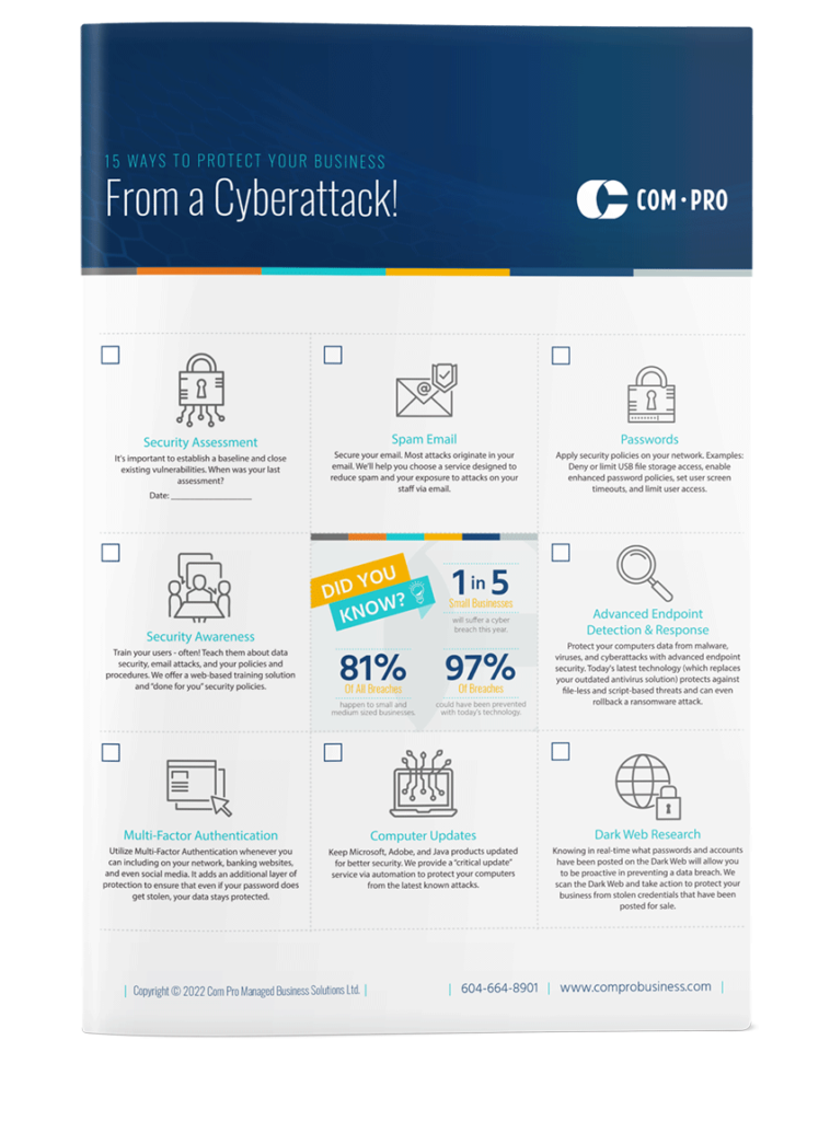 Com Pro Ebook Cover for 15 Ways to Protect Business From a Cyberattack