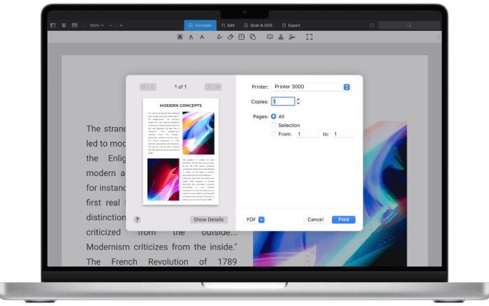 Printing PDF documents from a Mac Computer
